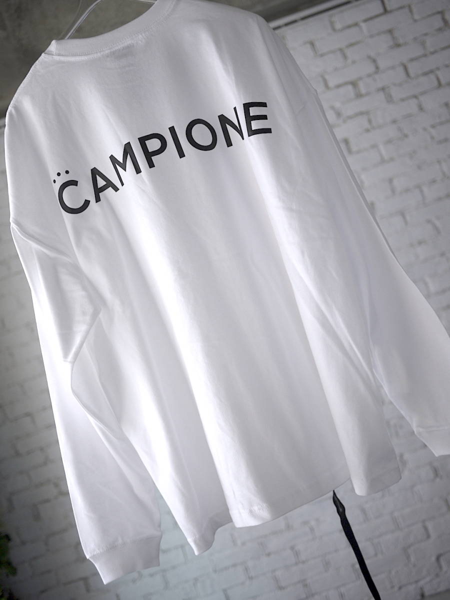 23ss NY購入/XL/WHITE/CAMPIONE Big Silhouette drawcord COTTON long sleeve T-Shirts ''Big Logo''/ビッグシルエット ドローコード ロンT