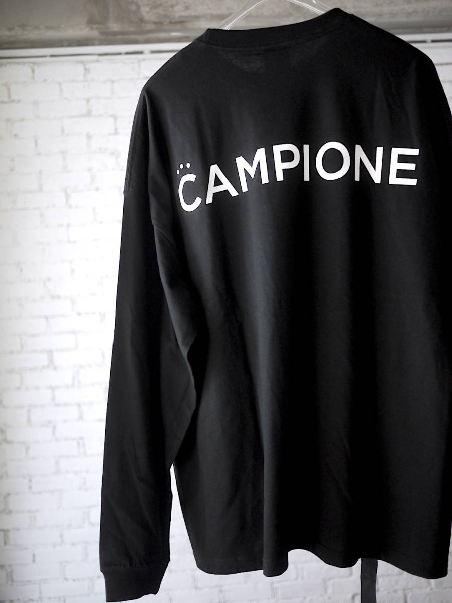 23ss NY購入/M/BLACK/CAMPIONE Big Silhouette drawcord COTTON long sleeve T-Shirts ''Big Logo''/ビッグシルエット ドローコード ロンT
