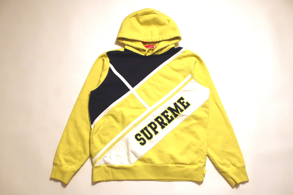 (M)Supreme Diagonal Hooded Sweatshirtシュプリームダイアゴナルスウェットシャツパーカー黄色YELLOW
