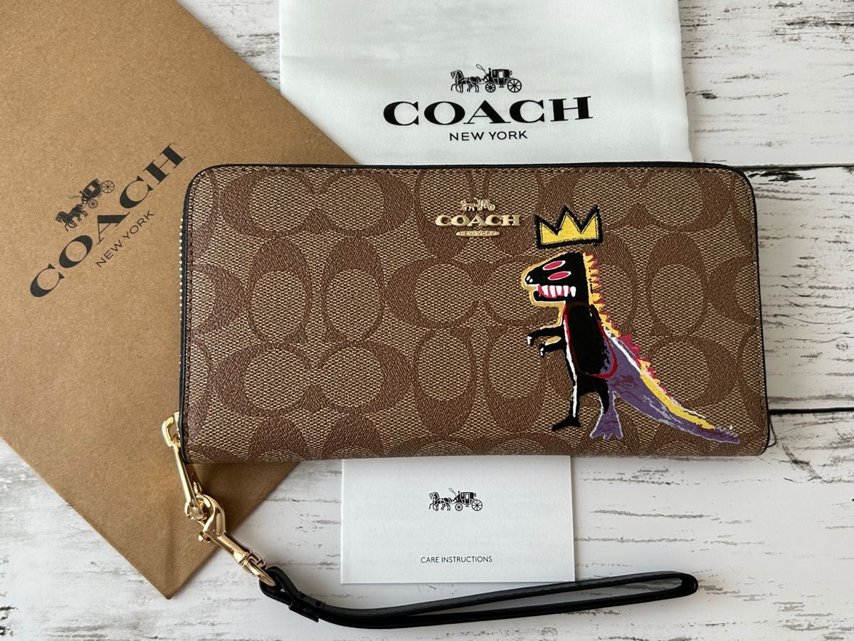 ケット COACH COACH長財布バスキア✖️シグネチャーストラップ付き新品