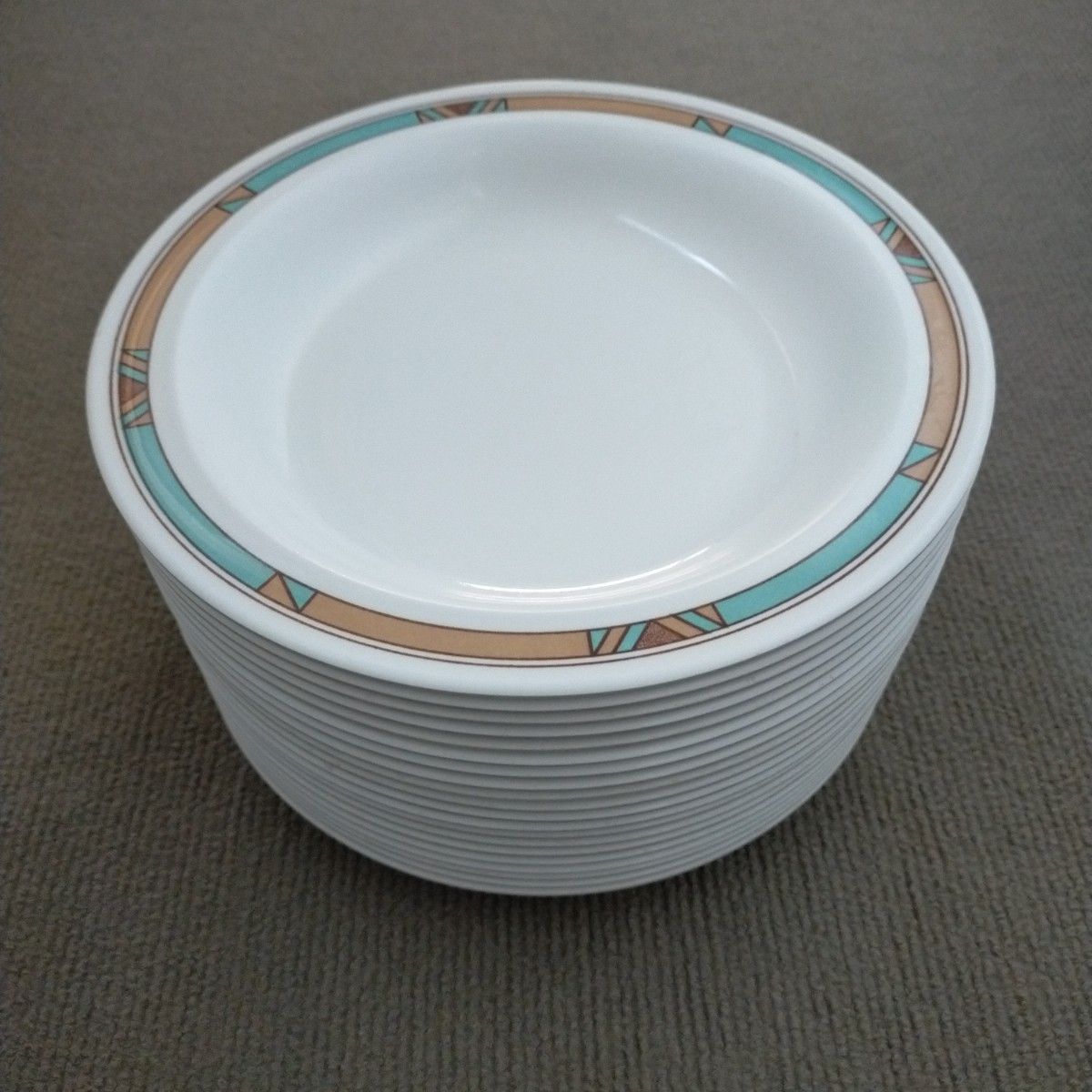 20枚 スリーラインメラミンウェアープレート深型 カレー皿 スープ皿  お皿プラスチックレトロ柄 