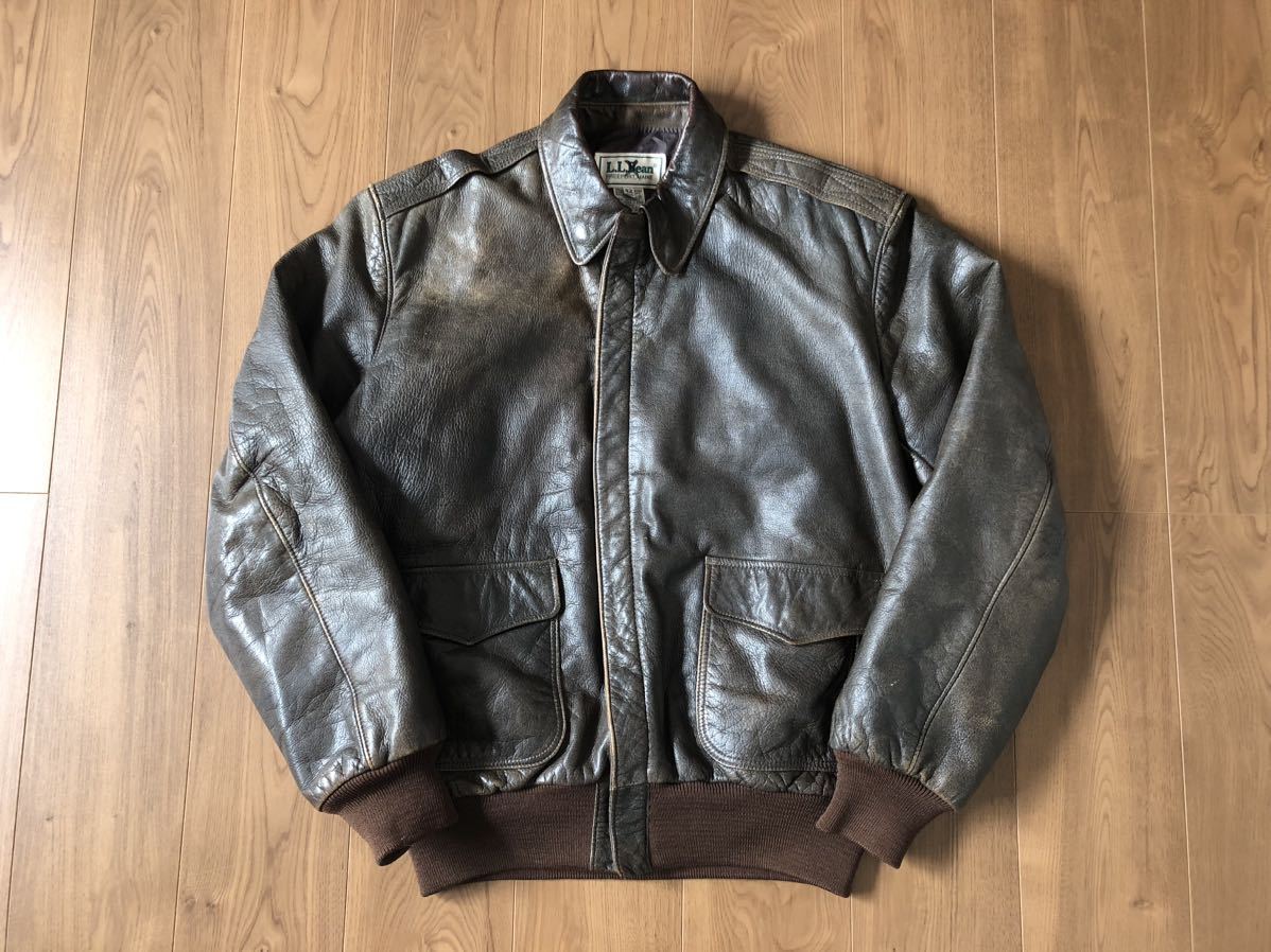 1円〜】80s L.L.BEAN USA製 A-2 レザー フライトジャケット 42 LONG