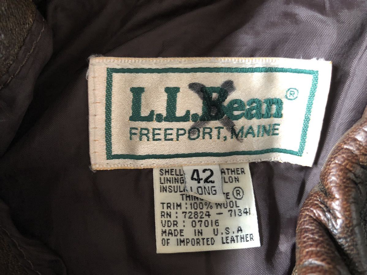1円〜】80s L.L.BEAN USA製 A-2 レザー フライトジャケット 42 LONG