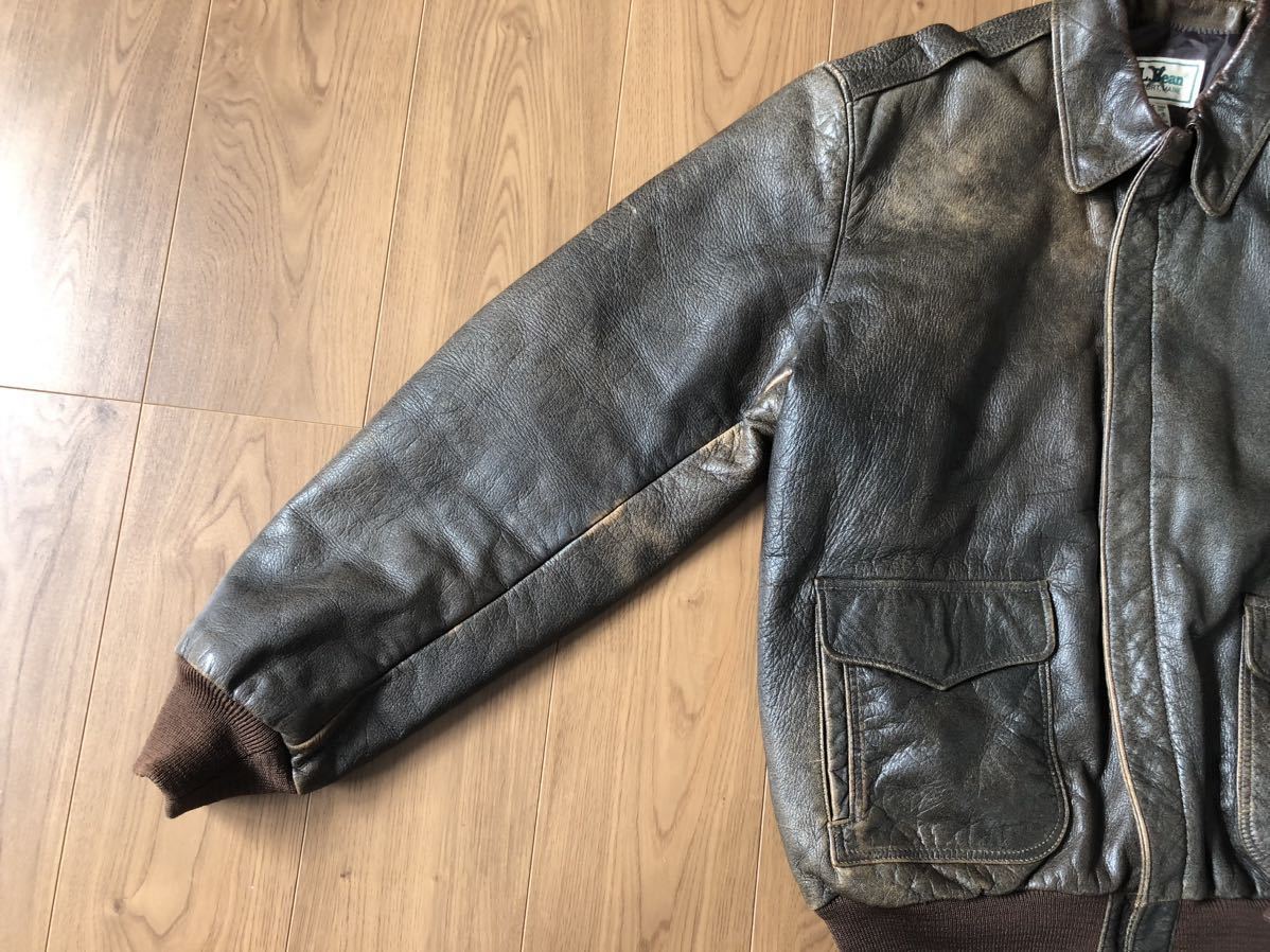1円〜】80s L.L.BEAN USA製 A-2 レザー フライトジャケット 42 LONG
