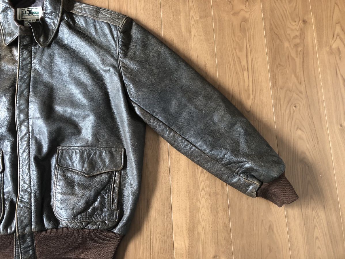 1円〜】80s L.L.BEAN USA製 A-2 レザー フライトジャケット 42 LONG