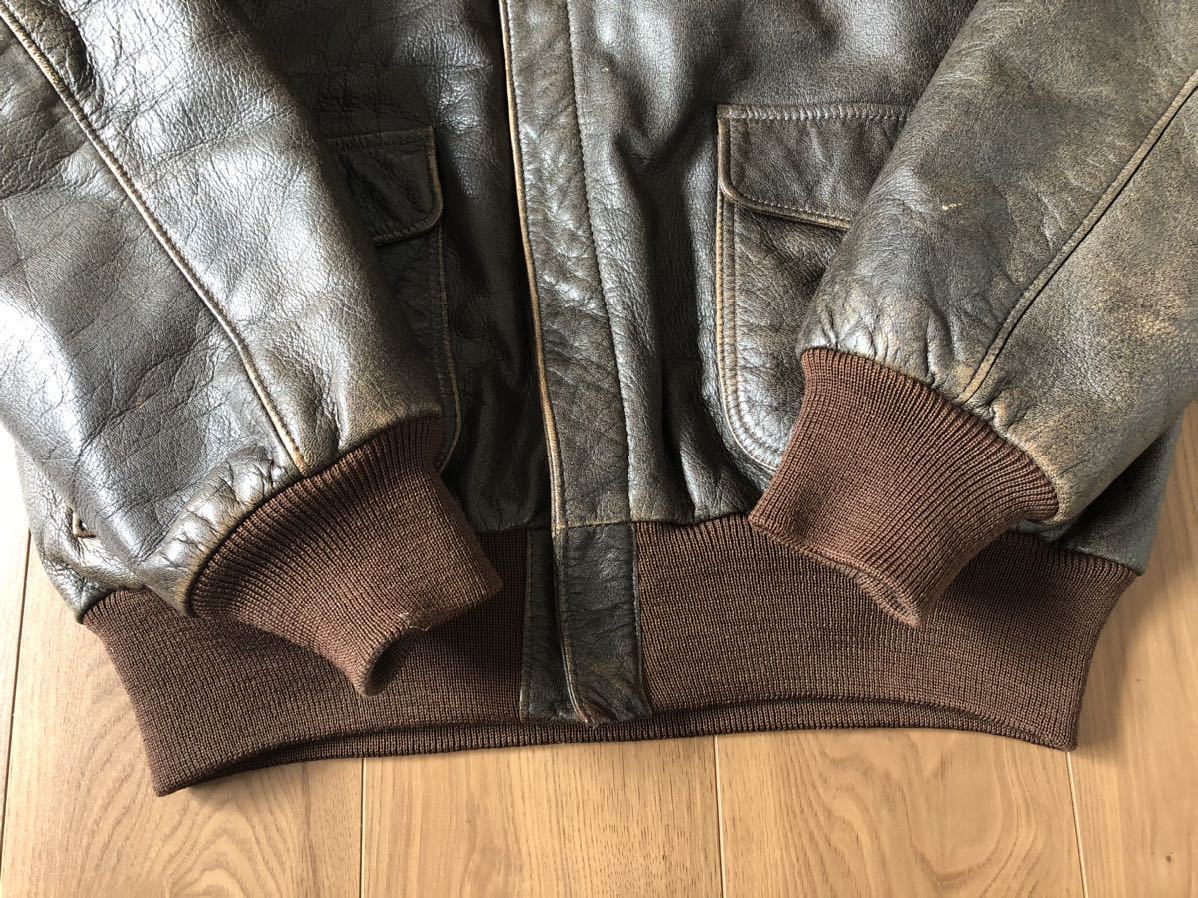 1円〜】80s L.L.BEAN USA製 A-2 レザー フライトジャケット 42 LONG