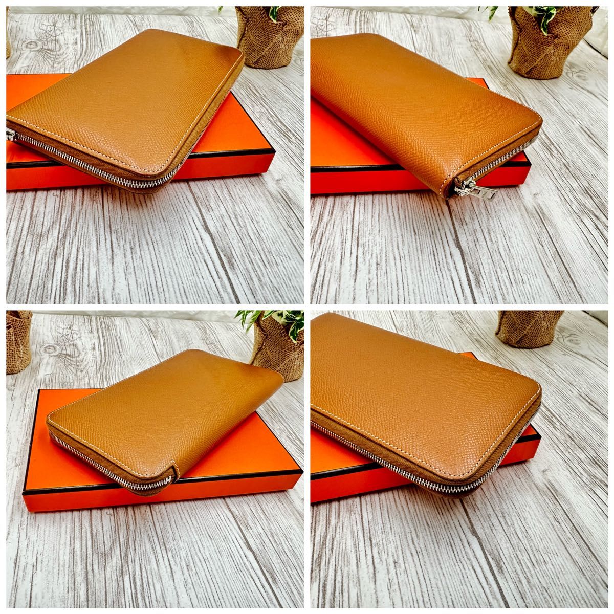 【美品】エルメスヴォーエプソン アザップロングシルクイン 長財布 刻印:□M