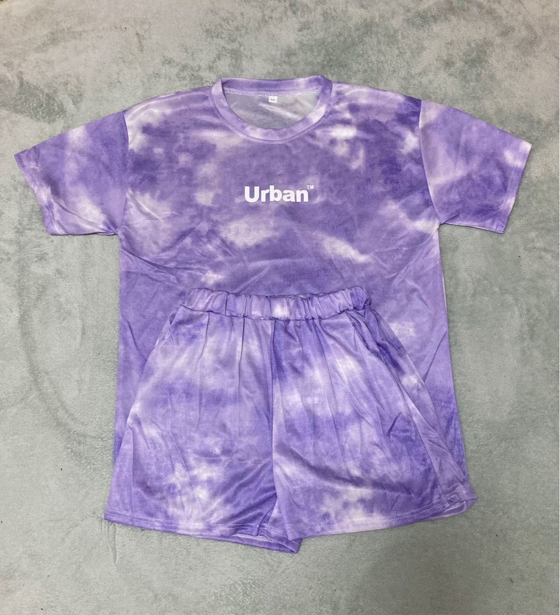 パープル セットアップ ルームウェア タイダイ柄 Tシャツ 韓国 通販 限定SALE ルームウェア 上下セット セットアップ タイダイ柄 Tシャツ 紫