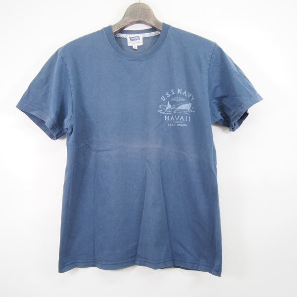 フェローズ Pherrow's U.S.S.NAVYプリント半袖コットンTシャツ(LG)ネイビー/005_画像1