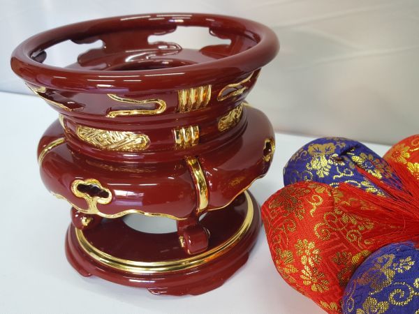 ◇新品◇手打ち 大徳寺リン 6寸 木製朱塗 丸金台セット ◇新品◇手打ち 大徳寺リン 6寸 木製朱塗 丸金台セット
