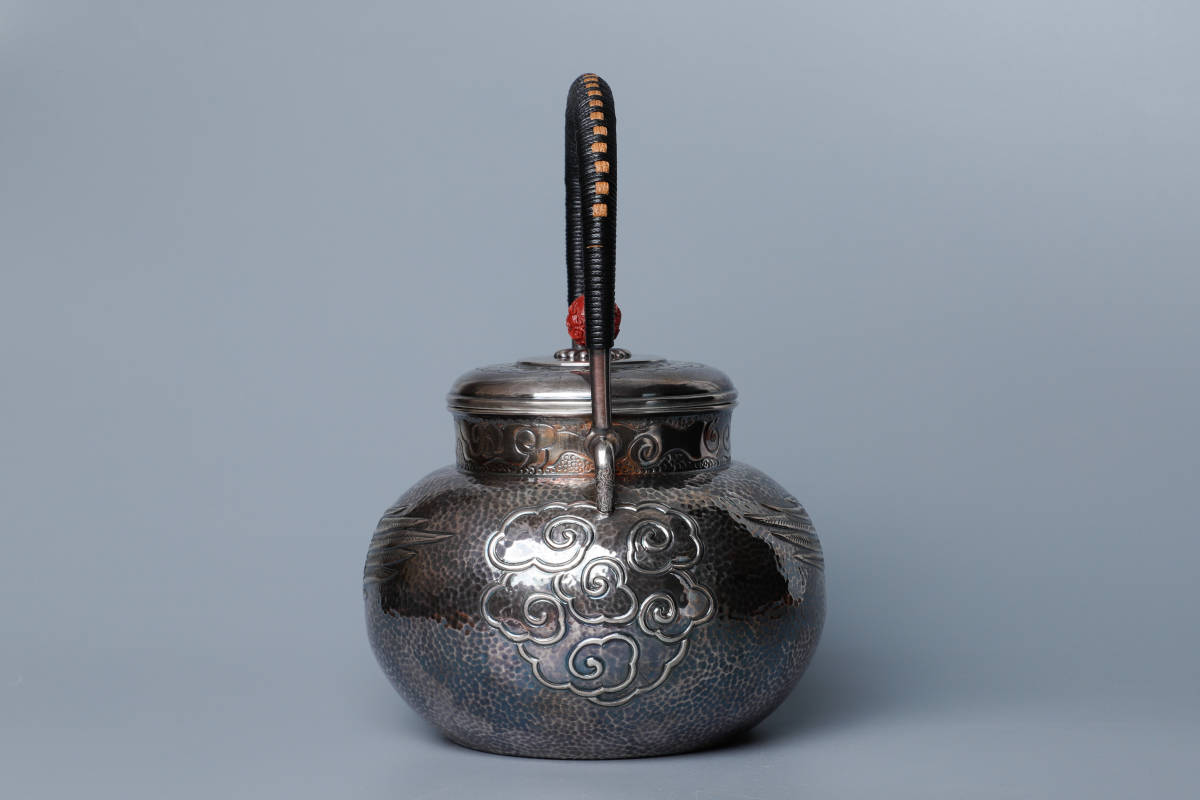 純銀保証 蔵六居造 鳳凰口湯沸 銀瓶 時代物 古美術品 煎茶道具 _画像4