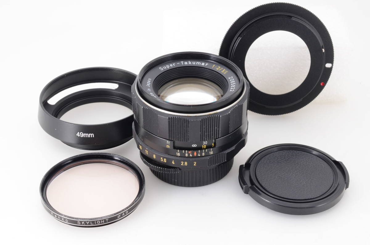 【幻の黄色タクマー】★極上美品★Asahi Pentax Super Takumar 55mm F2 ペンタックス スーパータクマー 付属品多数★EF マウントアダプター_画像1