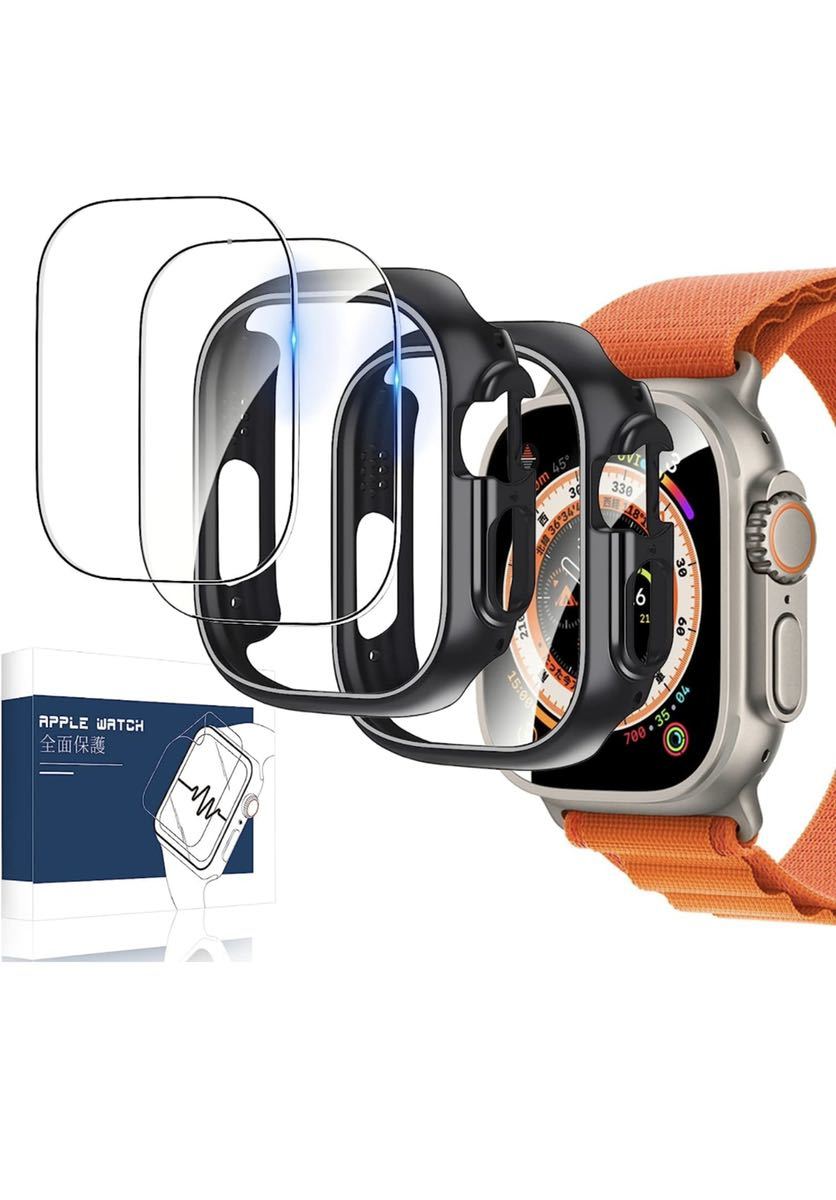 Apple Watch Ultra 49mm 專用 ケース クリア (2枚) + ガラスフィルム (2枚)Apple Watch Ultra PC素材 + AGC旭硝子素材製 高透過率 9Hクリア_画像1