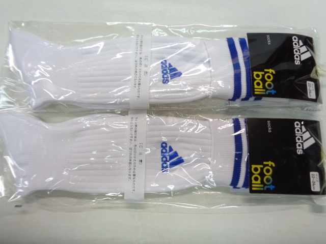 白×青 2パック 22-24cm adidas アディダス サッカーストッキング 新品_画像1