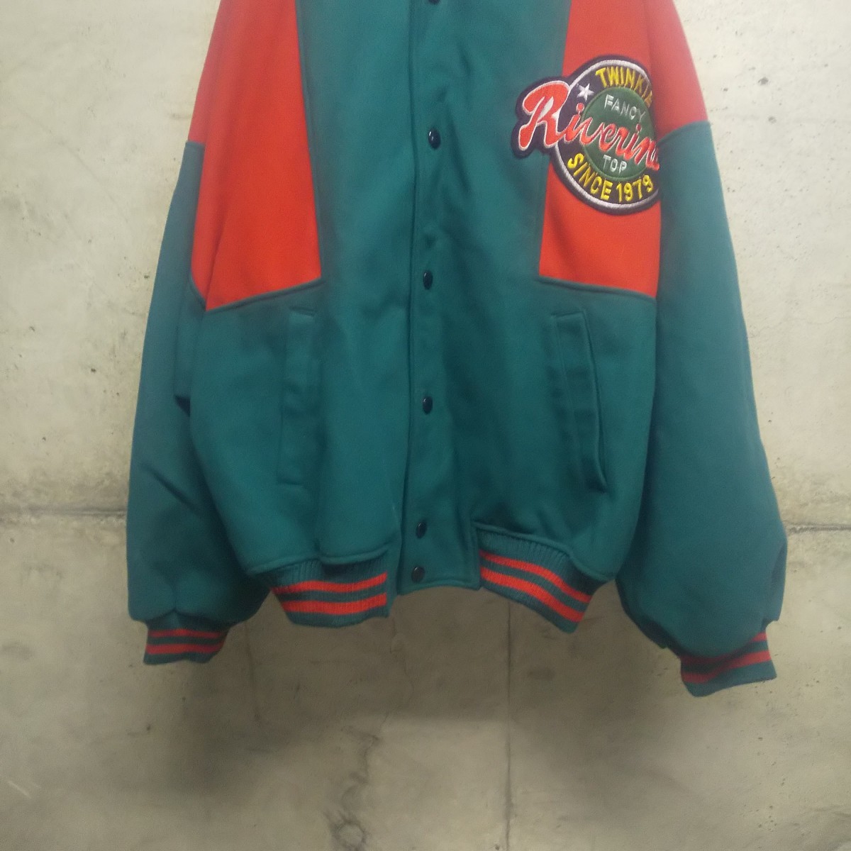 昭和レトロ スタジャン 好配色 ワッペン 日本製 80s 90s vintage ヴィンテージ ビンテージ スタジアムジャンパー 古着 used 希少 レア_画像4