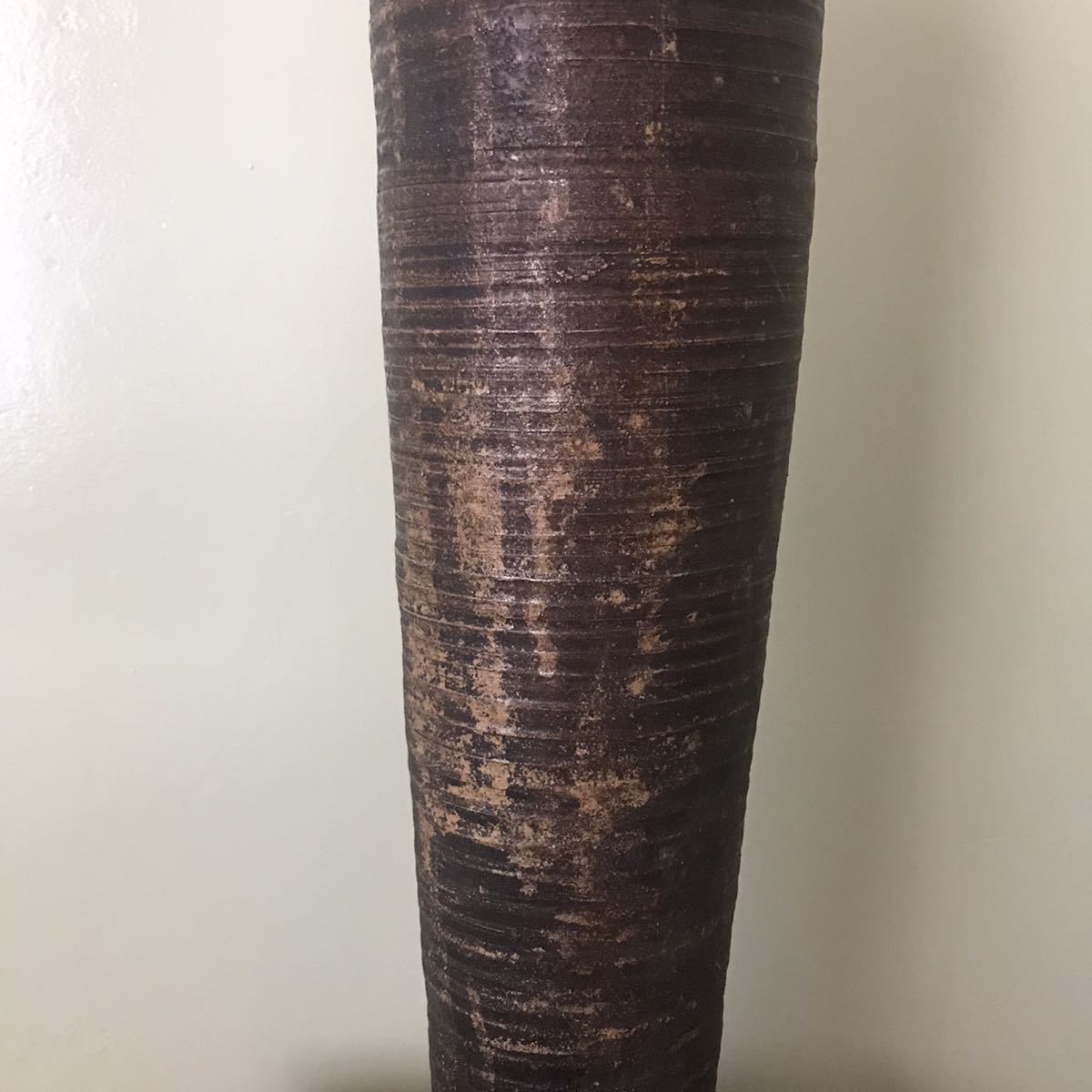 珍品　丹波または常滑の輪線紋長壺　全長約68cm / 検： 古民芸　徳利　壺　古常滑　古丹波　轆轤目　六古窯_画像6