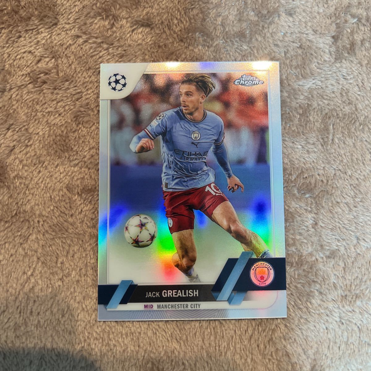 Topps Chrome Uefa club competitions UCC 2022/2023 - Jack Grealish Refractor Manchester City マンC 優勝チーム代表_画像1