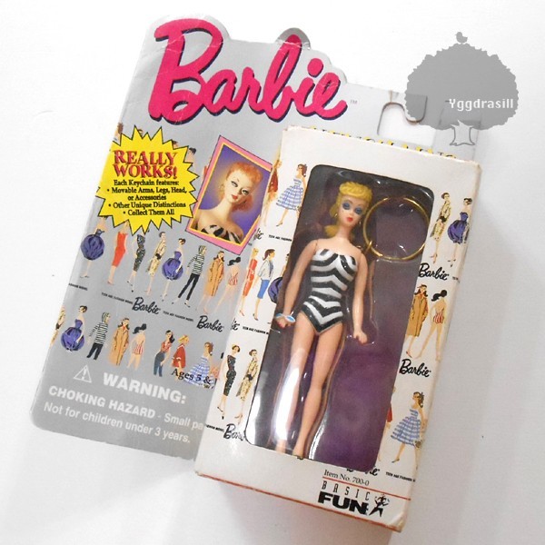 【T-ポイント5倍】 キーホルダー 人形 ヴィンテージ バービー YGG■レア！Barbie 1959 ミニ バービー人形 ドール フィギィア 箱付き ビンテージ 水着 小物