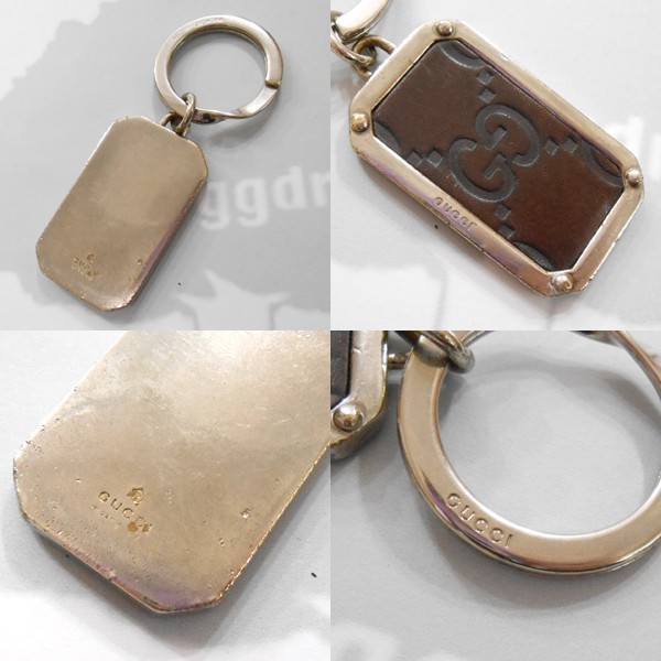 YGG# genuine article GUCCI Gucci leather key holder burnt tea Guccisima key ring Brown 