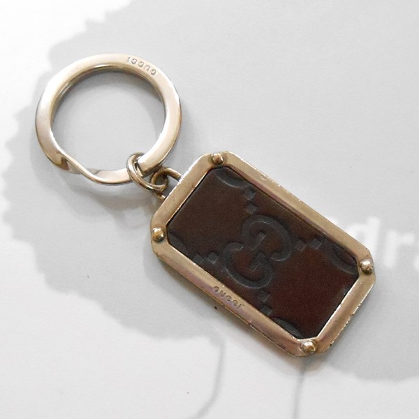YGG# genuine article GUCCI Gucci leather key holder burnt tea Guccisima key ring Brown 