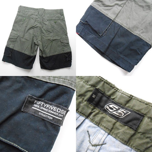 YGG★55ディーエスエル 55SDL バイカラー ハーフパンツ カーキ×黒 28 短パン ボトム #DIESEL ディーゼル_画像2