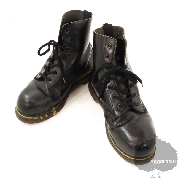 YGG★ドクターマーチン Dr.Martens レア レースアップ 7ホール ブーツ 黒 UK6 ブラック 25cm イングランド製 鉄板入り スチールトゥ_画像1