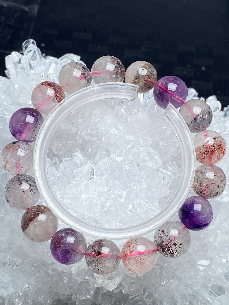 即決 1017c448 天然水晶 ☆【スーパーセブン】☆ブレス 12-13mm (新品
