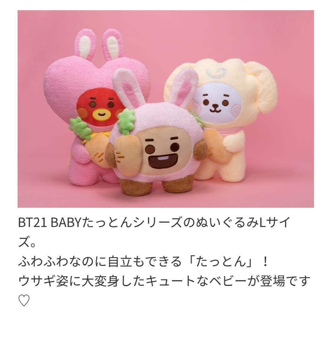 BT21 ベビー たっとん ぬいぐるみ rabbit Lサイズ TATA テテ テヒョン V