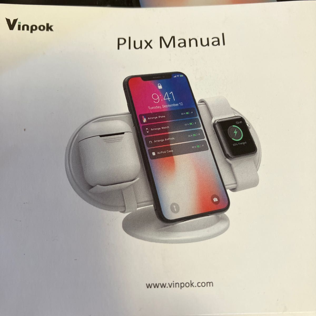 Vinpok Plux  iPhone、Apple Watch、AirPods      Qiワイヤレス充電器 急速Makuake