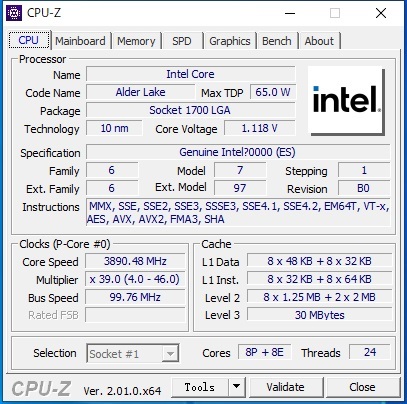 Intel Core i9-12900 ES QXQ3 16C(8+8) /24T 1.2GHz (TB 4.6GHz) LGA 1700