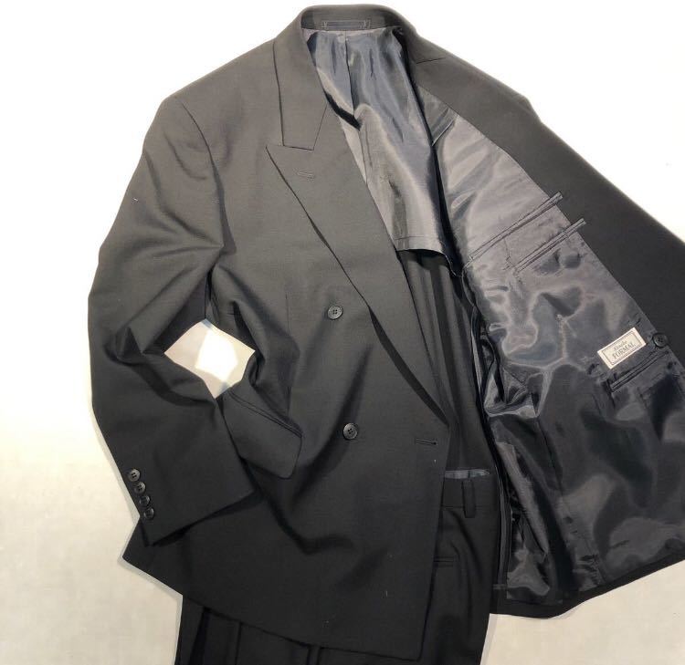 新品 定価3.7万【サイズA3 XS★Kanebo礼服】4Bダブルスーツ 喪服 漆黒フォーマル 背抜き ノーベンツ 2タック アジャスター付き ウール100%_画像1