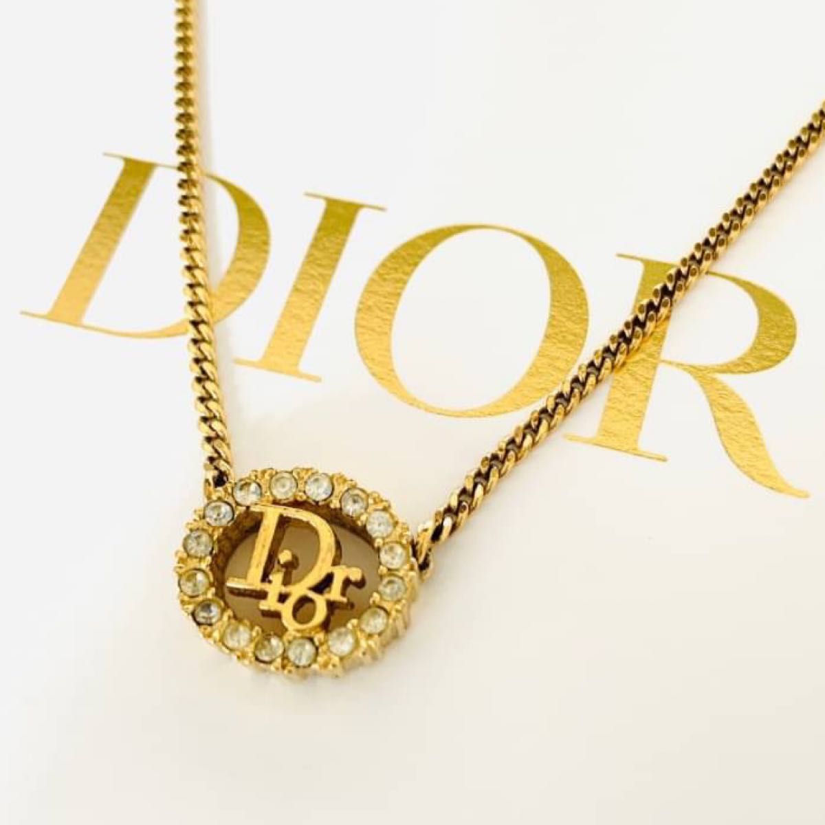 極美品 クリスチャンディオール Christian Dior ロゴ ラインストーン