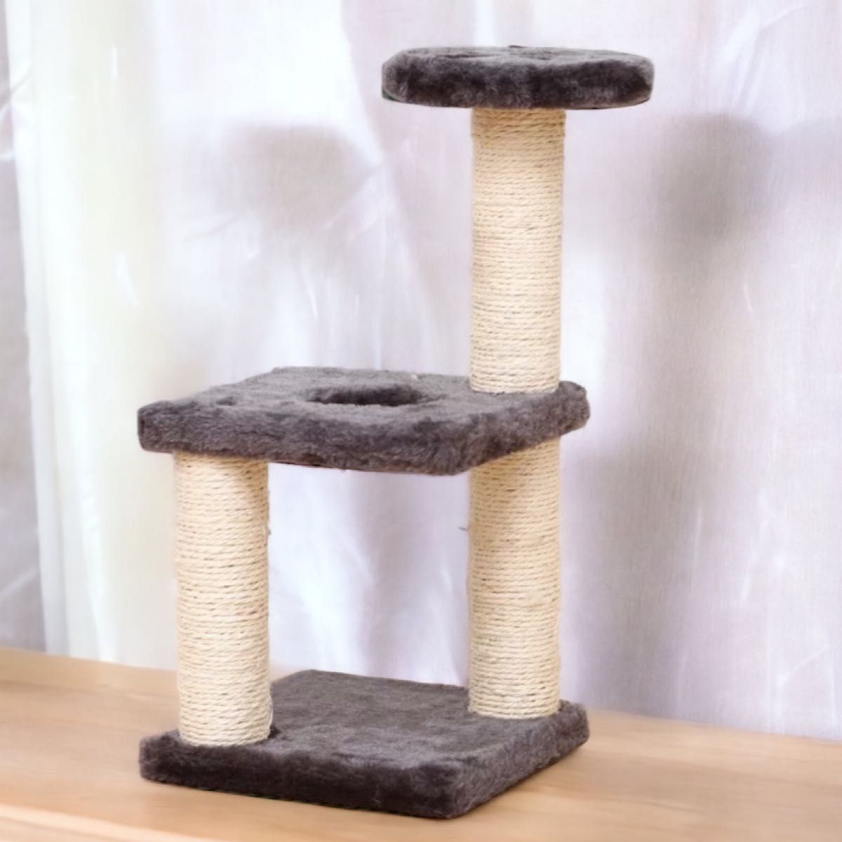 新品☆キャットタワー 組み立て簡単 3階建て グレー【438】ペット 猫タワー 猫用品 据え置き型 ネコ キャットタワー