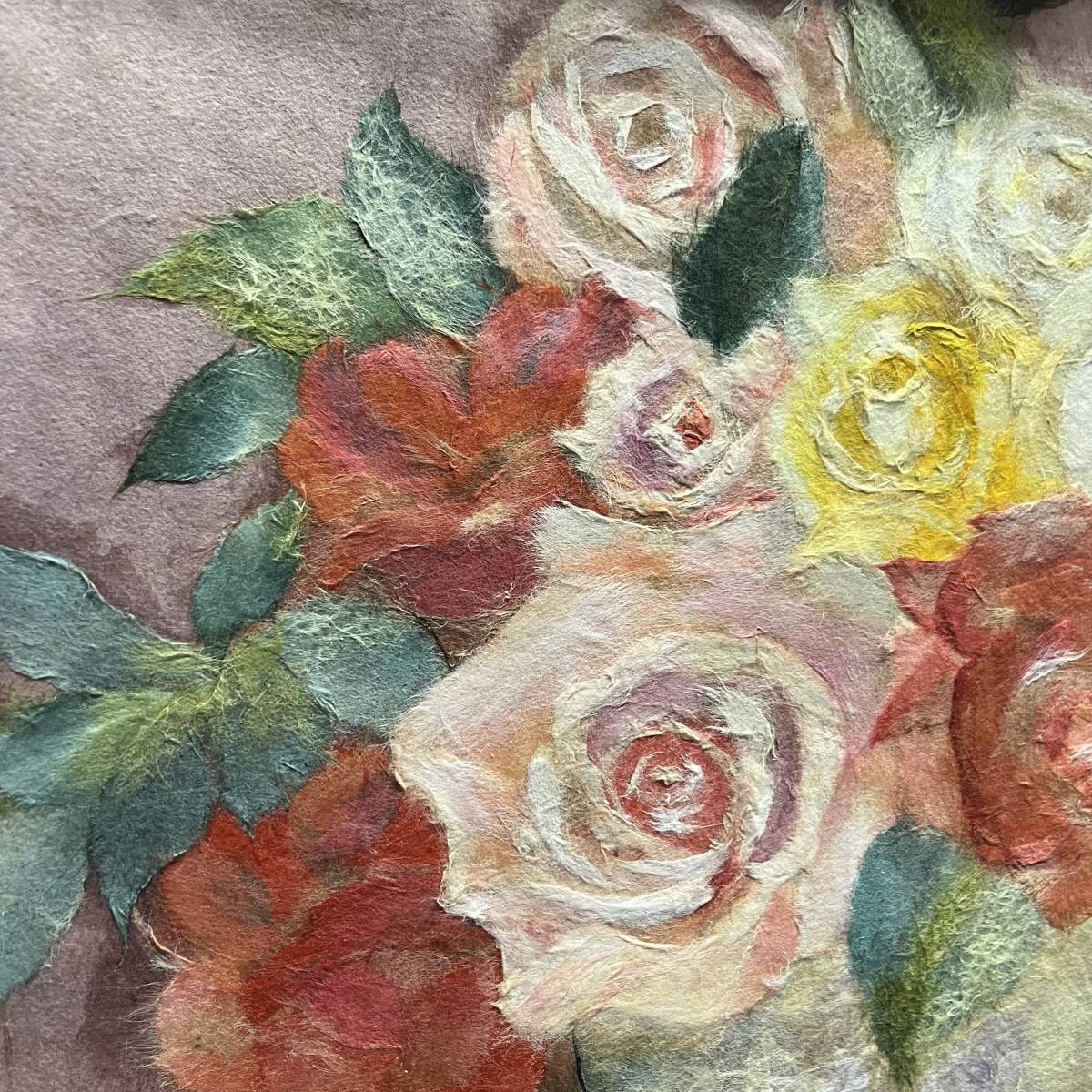 [ рамка ]T.a? автограф иметь натюрморт роза роза ваза японская бумага традиция прикладное искусство? длина 47cm ширина 55.5cm