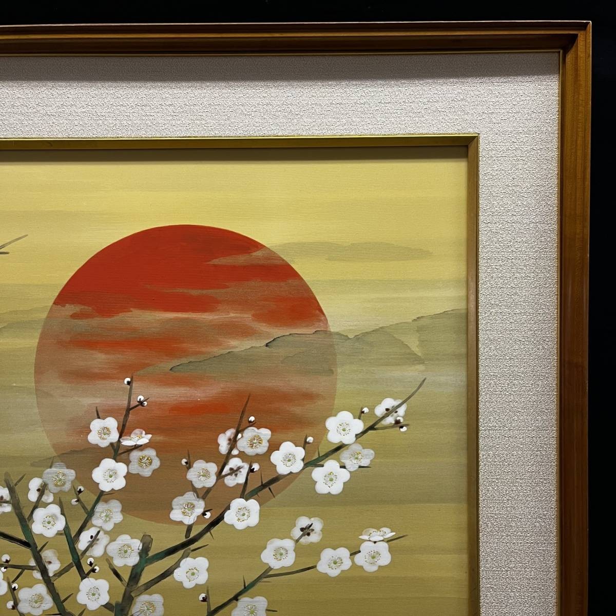 【額装】絵画 日本画 「陽と桜」 サインあり 印あり_画像5
