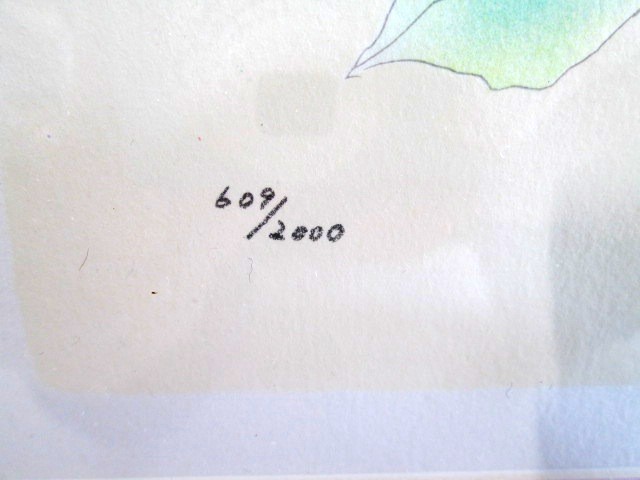 リトグラフ】 『長春花』 八田 哲 (609/2000) 額装 [額寸