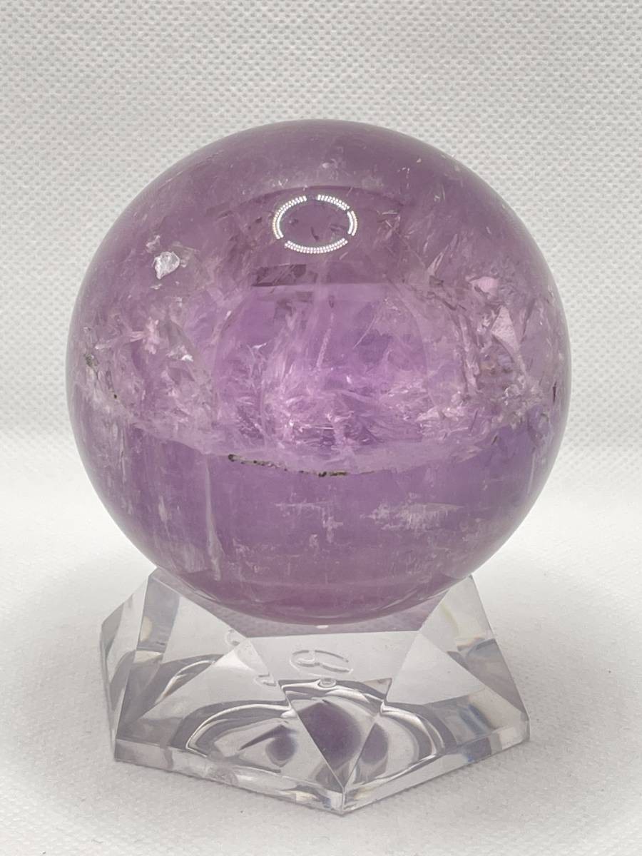 【天然石，7㎝丸玉】台座付き紫水晶　アメジスト　総重量：694g　2月誕生石　恋愛成就　KM25E172MA_画像6
