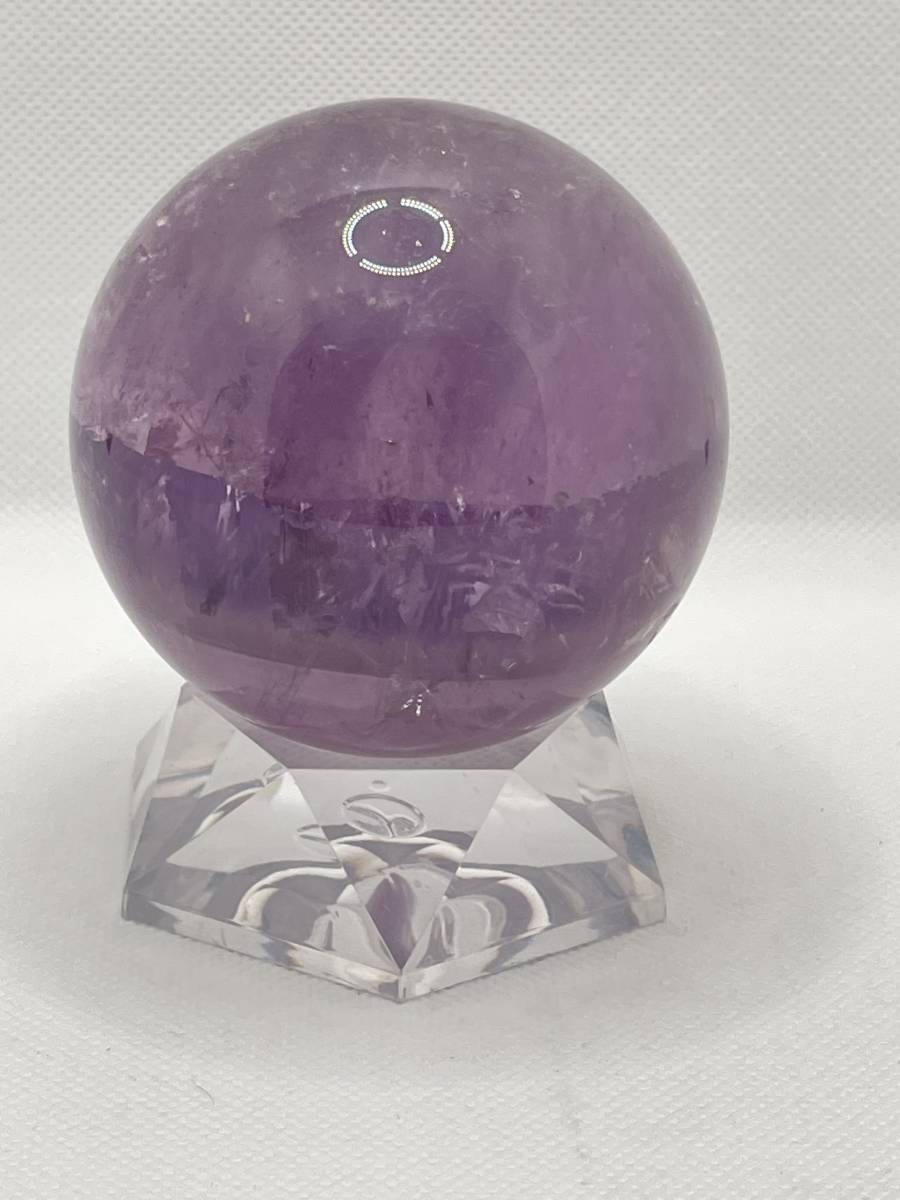 【天然石，7㎝丸玉】台座付き紫水晶　アメジスト　総重量：694g　2月誕生石　恋愛成就　KM25E172MA_画像5