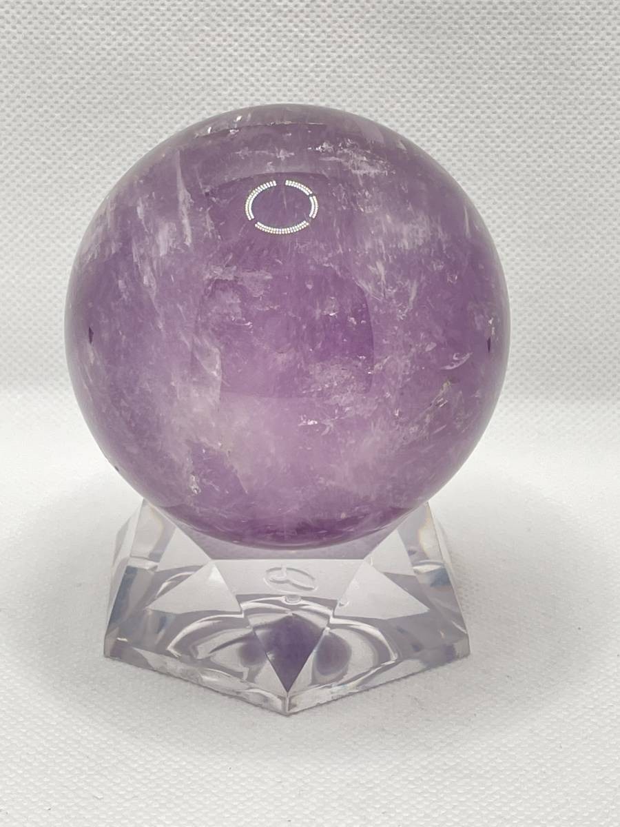 【天然石，7㎝丸玉】台座付き紫水晶　アメジスト　総重量：694g　2月誕生石　恋愛成就　KM25E172MA_画像3