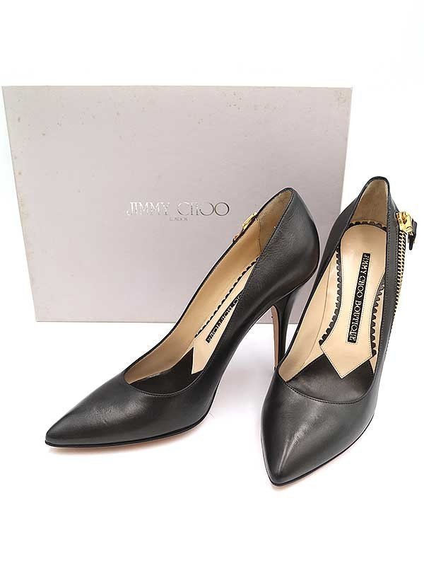 JIMMY CHOO ジミー チュウ BOUTIQUE サイドジップヒールパンプス ブラック サイズ：38_画像1