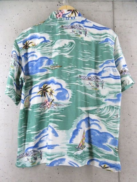 【送料300円可】2090m36◆良品です◆シルク100%◆Silk Traders リゾート柄 半袖シルクアロハシャツ S/ハワイアン/絹/かりゆし/アメカジ_画像6