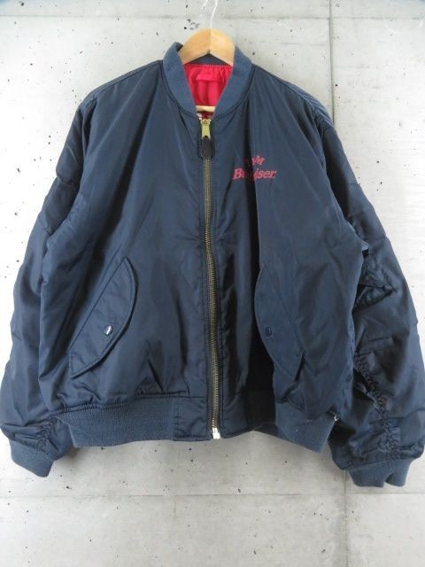 1011m137◆希少です◆リバーシブル◆TEAM Budweiser チーム バドワイザー MA-1 中綿 フライトジャケット/レーシング/ライダース/ブルゾン_画像3