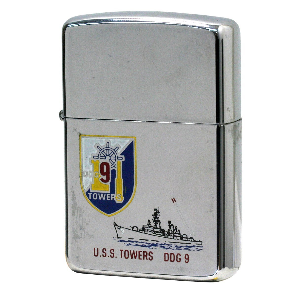 絶版/ヴィンテージ Zippo ジッポー 中古 1986年製造USS Towers DDG9 アメリカ海軍 駆逐艦 [B]使用感ありやや傷汚れあり