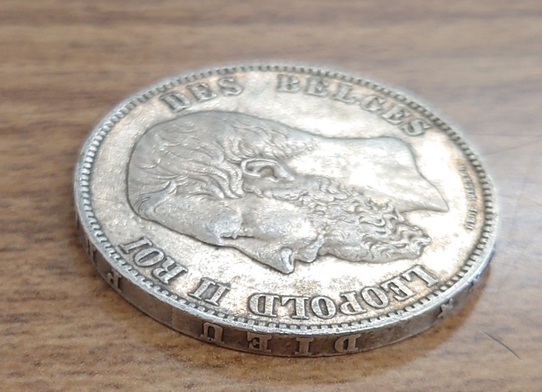ベルギー ５フラン 銀貨 レオポルド二世 | JChere雅虎拍卖代购
