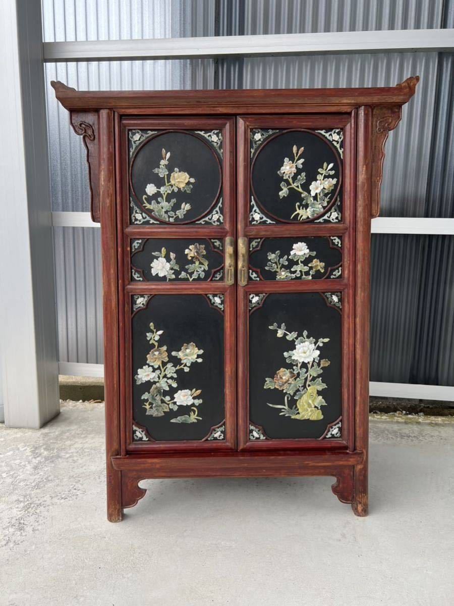 038 時代物 中国家具 中国箪笥 木製 飾り棚 高さ81cm アンティーク