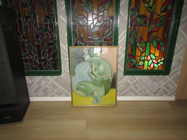 即決商品・骨董市で購入（　１９９２年　DUMAN サイン有り・裸婦像・ゴーギャン風な感じ　）貴重・珍品
