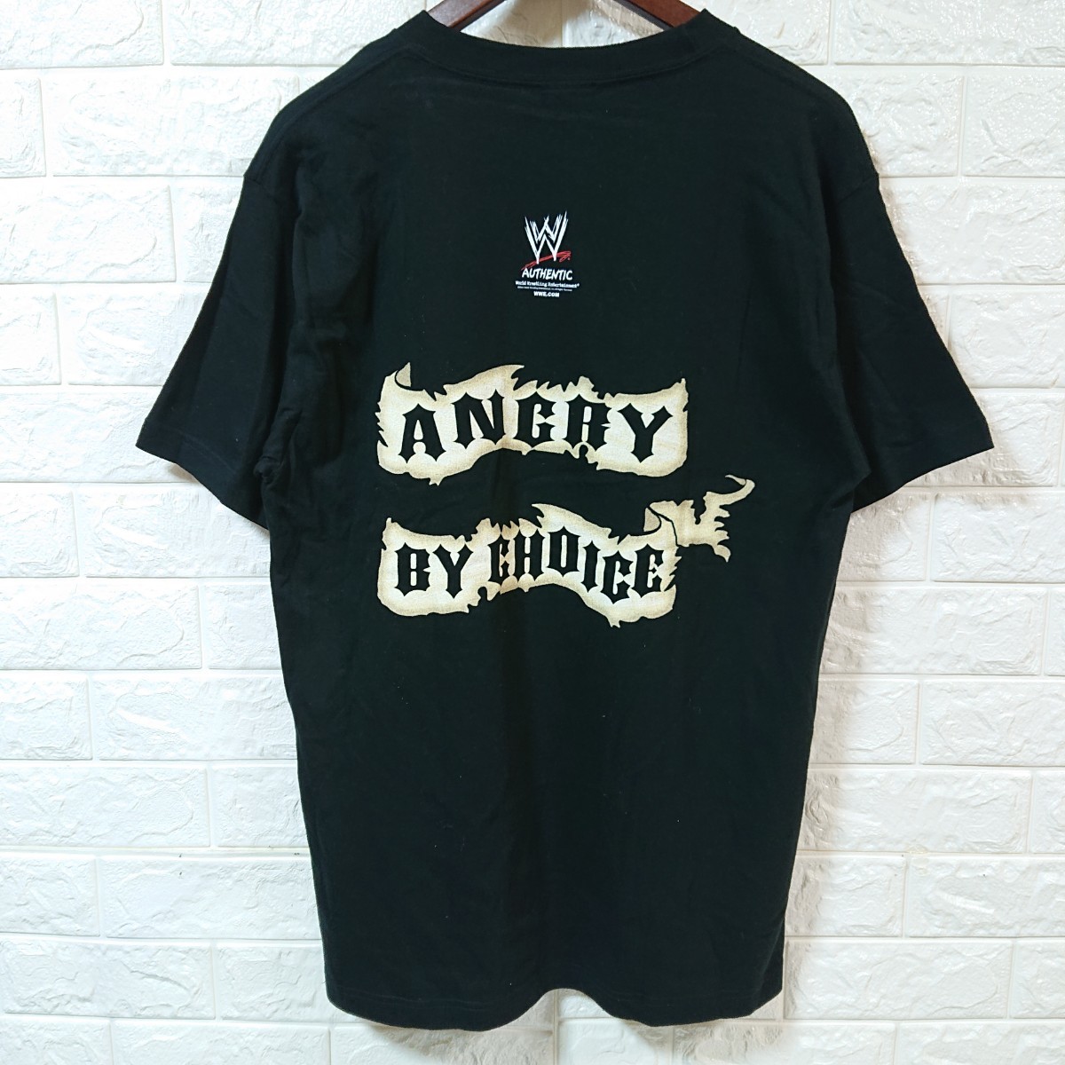 【美品】WWE World Wrestling Entertainment アメリカ プロレス イーグルプリント Tシャツ Lサイズ 黒 日本企画 american by birthの画像3