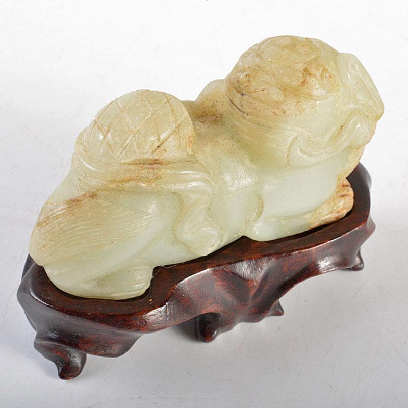 中国 玉石彫刻 神獣 紙鎮 置物 唐木台付 C R5462 | normanhubbard.com