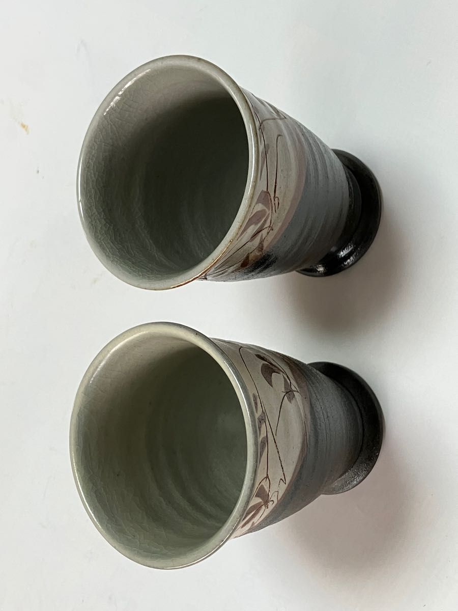 益子焼　ペアタンブラー（2客）　民芸陶器　新品未使用　高さ11.5cm  直径8.2cm