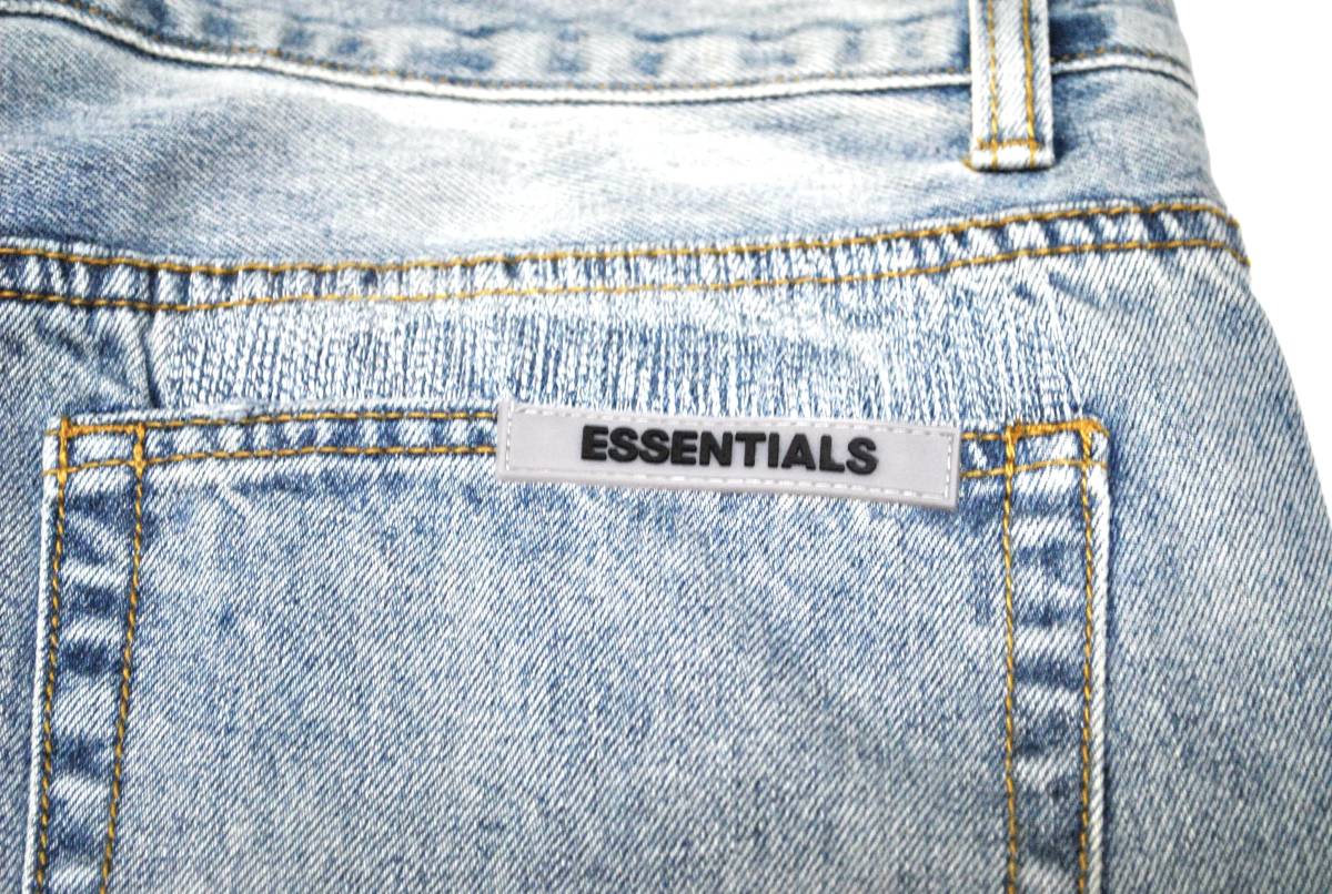 即決【FOG ESSENTIALS】エッセンシャルズ ジーンズ ブリーチダメージ加工 W32 Fear of God 古着の画像5